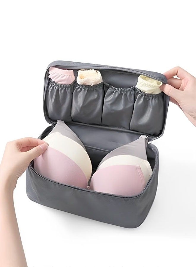 Travel Bra Underware Organizer Bag  Compact Lingerie Bag Fabric Closet Dresser Drawers Organizers Dividers Waterproof  Portable Panties Socks Briefs Storage Bag Grey  - Image 4