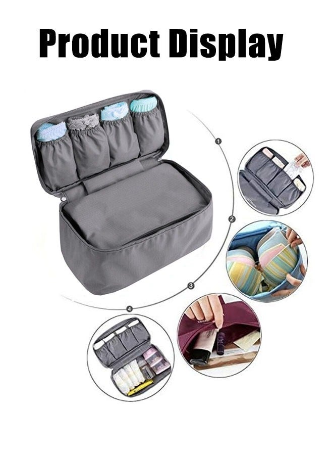 Travel Bra Underware Organizer Bag  Compact Lingerie Bag Fabric Closet Dresser Drawers Organizers Dividers Waterproof  Portable Panties Socks Briefs Storage Bag Grey  - Image 3
