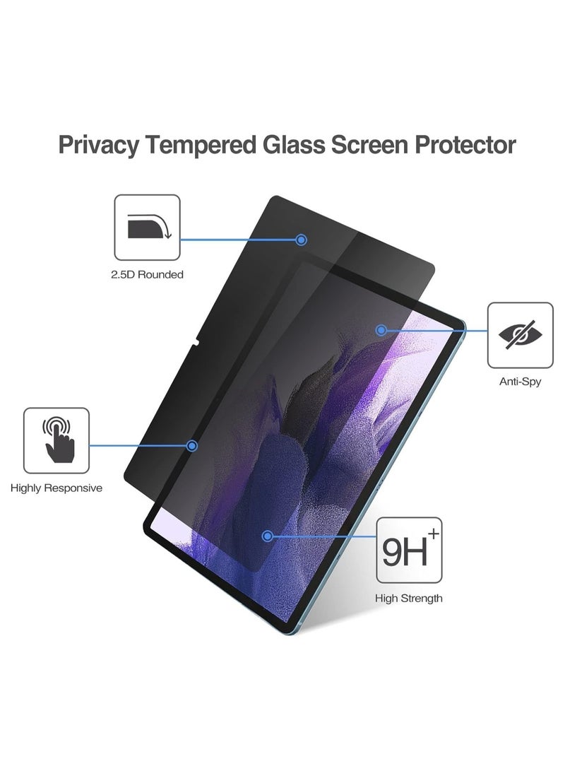 Privacy Screen Protector Compatible with Samsung Galaxy Tab S9 FE Plus 2023 12.4 inch (SM-X610/X616), Anti-Spy Tempered Glass Tinted Screen Film Guard - Image 2