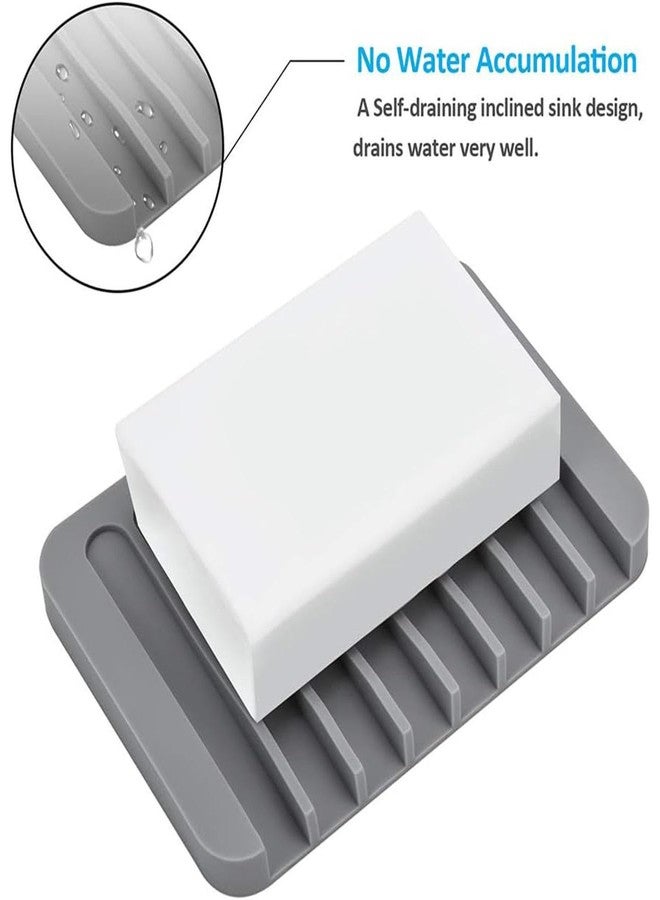 AMIQUS Silicone Soap Dish Waterfall Pack of 2 Soap Saver Soap Tray Soap Holder Drainer for Shower/Bathroom/Kitchen/Counter Top, Keep Soap Bars Dry & Clean,Easy Cleaning, Flexible - Image 2