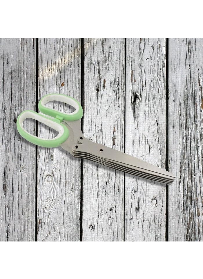 Garth Multifunction Vegetable Stainless Steel Herb Scissors with 5 Blades 1 Pc MultiPurpose Kitchen Shears for Quick Herb Vegetable Chopping Fast Meal Prep Ergonomic Handle Durable