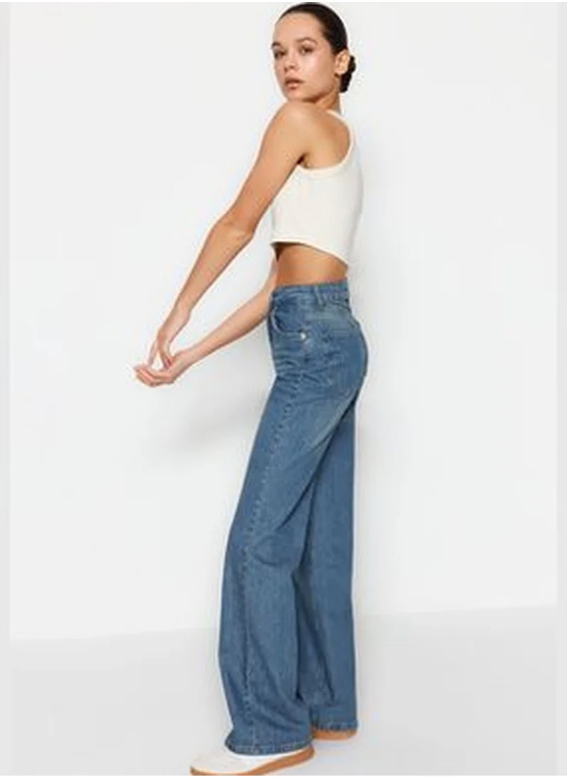 trendyol Blue High Waist Wide Leg Jeans