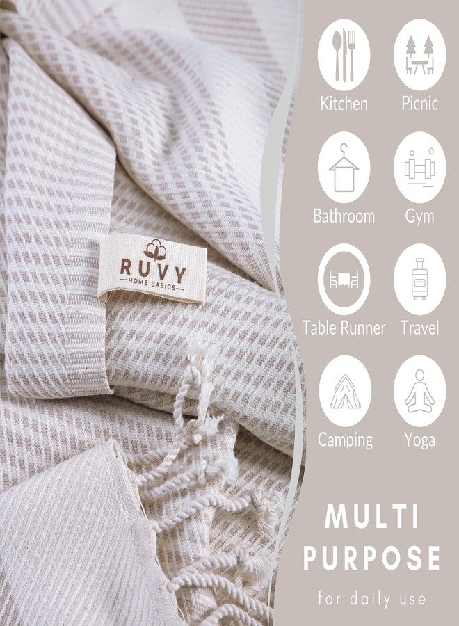 Ruvy Home Basics Turkish Hand Towels for Bathroom Set of 4 | 18"x40", Cotton | Bathroom Hand Towels & Decorative Hand Towels for Bathroom, Kitchen Towels, Dishcloth, Tea, Yoga, Face, Gym - Beige - Image 4