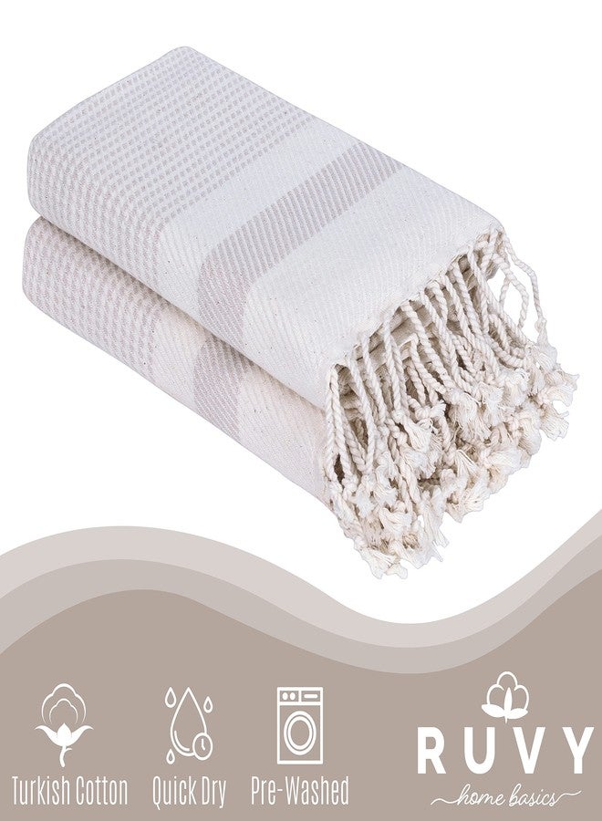 Ruvy Home Basics Turkish Hand Towels for Bathroom Set of 4 | 18"x40", Cotton | Bathroom Hand Towels & Decorative Hand Towels for Bathroom, Kitchen Towels, Dishcloth, Tea, Yoga, Face, Gym - Beige - Image 2