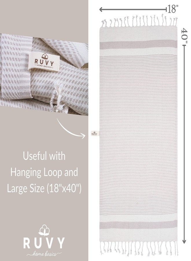 Ruvy Home Basics Turkish Hand Towels for Bathroom Set of 4 | 18"x40", Cotton | Bathroom Hand Towels & Decorative Hand Towels for Bathroom, Kitchen Towels, Dishcloth, Tea, Yoga, Face, Gym - Beige - Image 3