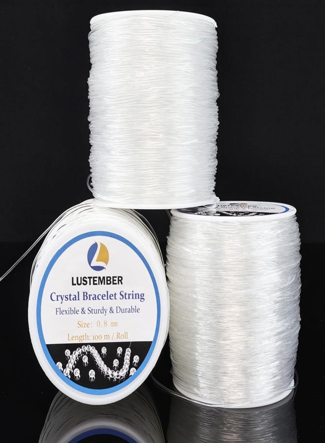LUSTEMBER Elastic String for Bracelets, 3 Rolls Elastic Cord, 0.8 mm Stretchy Bracelet String Crystal String Bead Cord for Bracelet, Beading and Jewelry Making - Image 1
