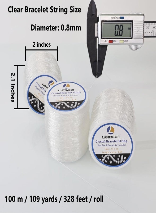 LUSTEMBER Elastic String for Bracelets, 3 Rolls Elastic Cord, 0.8 mm Stretchy Bracelet String Crystal String Bead Cord for Bracelet, Beading and Jewelry Making - Image 2