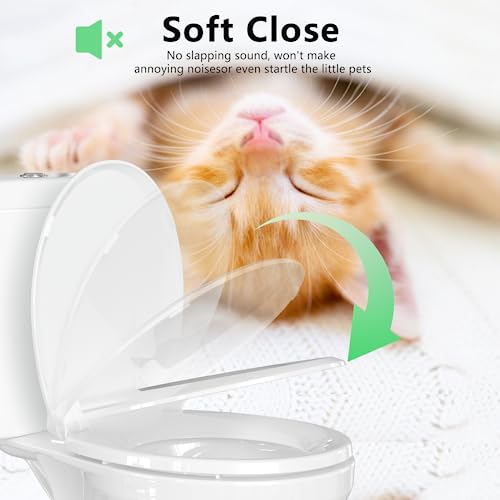 Aünsffer Toilet Seat Round Soft Close16.5'', Toilet Lid Slow Close Quiet No Slam, Easy Installation & Release，Safe PP Material Easy Clean, Comfortable Ergonomic Design, 2 Years Support, White Plastic - Image 2