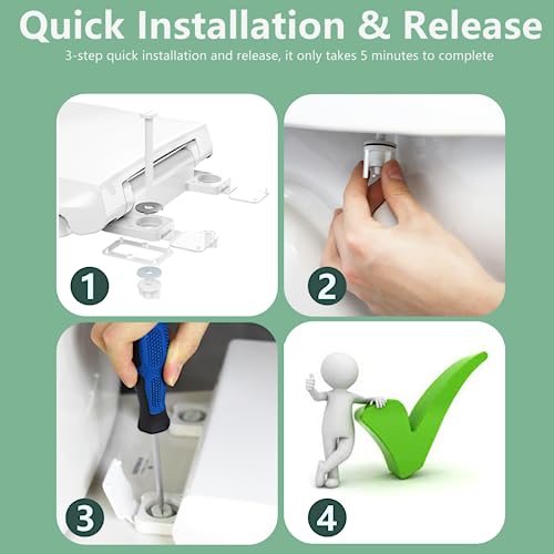 Aünsffer Toilet Seat Round Soft Close16.5'', Toilet Lid Slow Close Quiet No Slam, Easy Installation & Release，Safe PP Material Easy Clean, Comfortable Ergonomic Design, 2 Years Support, White Plastic - Image 4