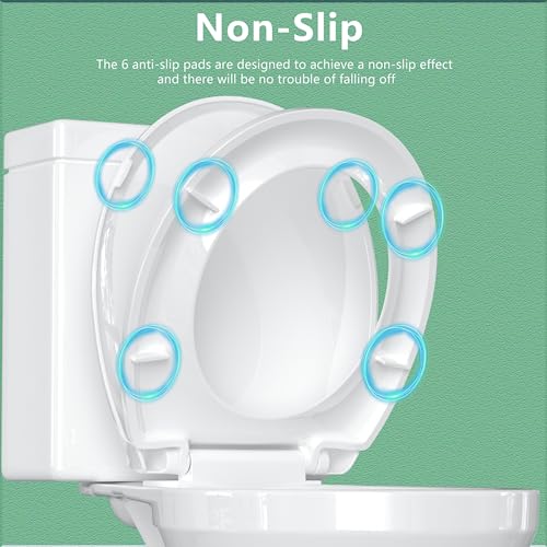 Aünsffer Toilet Seat Round Soft Close16.5'', Toilet Lid Slow Close Quiet No Slam, Easy Installation & Release，Safe PP Material Easy Clean, Comfortable Ergonomic Design, 2 Years Support, White Plastic - Image 3