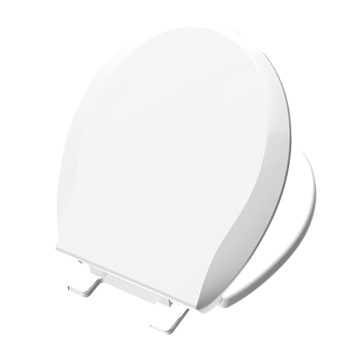 Aünsffer Toilet Seat Round Soft Close16.5'', Toilet Lid Slow Close Quiet No Slam, Easy Installation & Release，Safe PP Material Easy Clean, Comfortable Ergonomic Design, 2 Years Support, White Plastic - Image 1