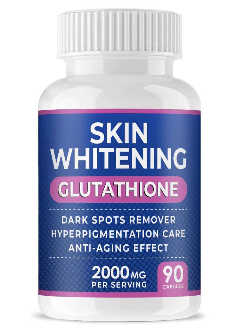 Glutathione Whitening Pills - 90 Capsules 2000mg Glutathione - Effective Skin Lightening Supplement - Dark Spots, Melasma & Acne Scar Remover, Hyperpigmentation Treatment - Anti-Aging Antioxidant