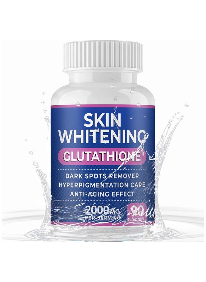 Glutathione Whitening Pills - 90 Capsules 2000mg Glutathione - Effective Skin Lightening Supplement - Dark Spots, Melasma & Acne Scar Remover, Hyperpigmentation Treatment - Anti-Aging Antioxidant