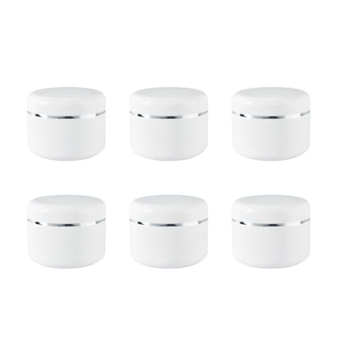 ericotry 6pcs 250g/8oz White Plastic Jars Empty Cosmetic Jars Refillable Round Containers with Dome Lid for Cosmetic Lotion Cream