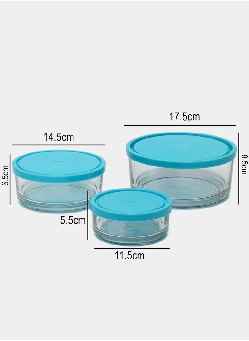 CATANES Set of 3 Piece Glass Storage Bowls Glassware Bowl With Air Tight Closing Lid  - Image 1