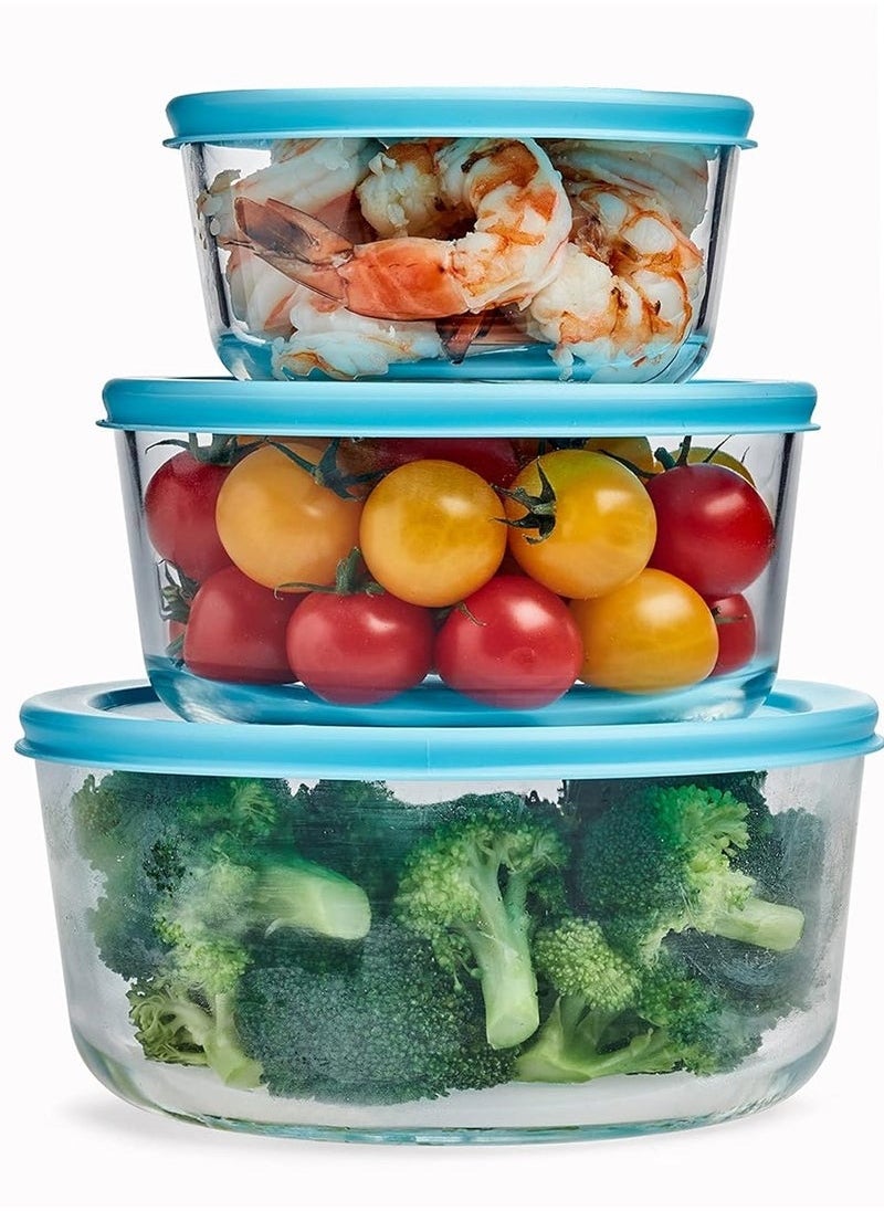 CATANES Set of 3 Piece Glass Storage Bowls Glassware Bowl With Air Tight Closing Lid  - Image 2