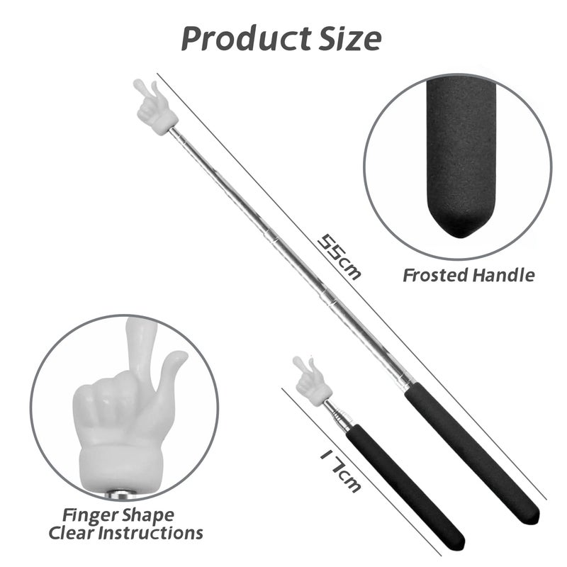 jaexest 3 Pcs Telescopic Teachers Pointer Sticks, 17-55cm Extendable Hand Pointer with Finger Design, Retractable Classroom Pointer for Whiteboard, Presentation, School Teaching - Image 4