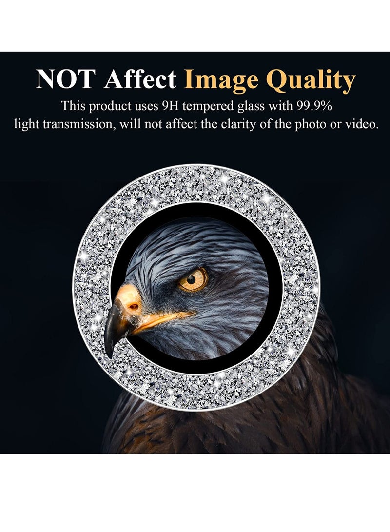 ELTRAZONE Samsung Galaxy S23 Ultra Camera Lens Protector, Glitter Bling Tempered Glass Camera Screen Protector Individual Metal Ring Lens Cover - Image 3