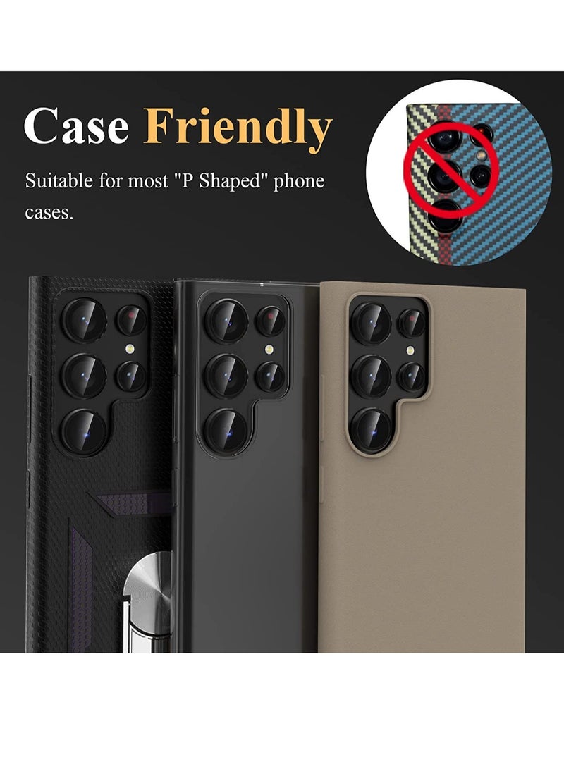 ELTRAZONE Samsung Galaxy S23 Ultra Camera Lens Protector, Glitter Bling Tempered Glass Camera Screen Protector Individual Metal Ring Lens Cover - Image 4