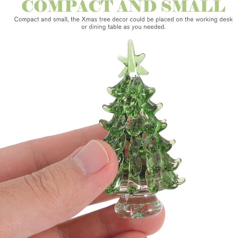 klarako Crystal Mini Christmas Tree, Christmas Tree Miniature Ornament Holiday Tree Collectible Figure for Cake Topper Flowerpot Dollhouse Decoration Accessories - Image 2