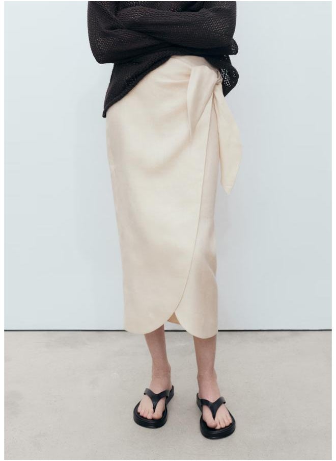 MANGO Linen Sarong Skirt  - Image 1