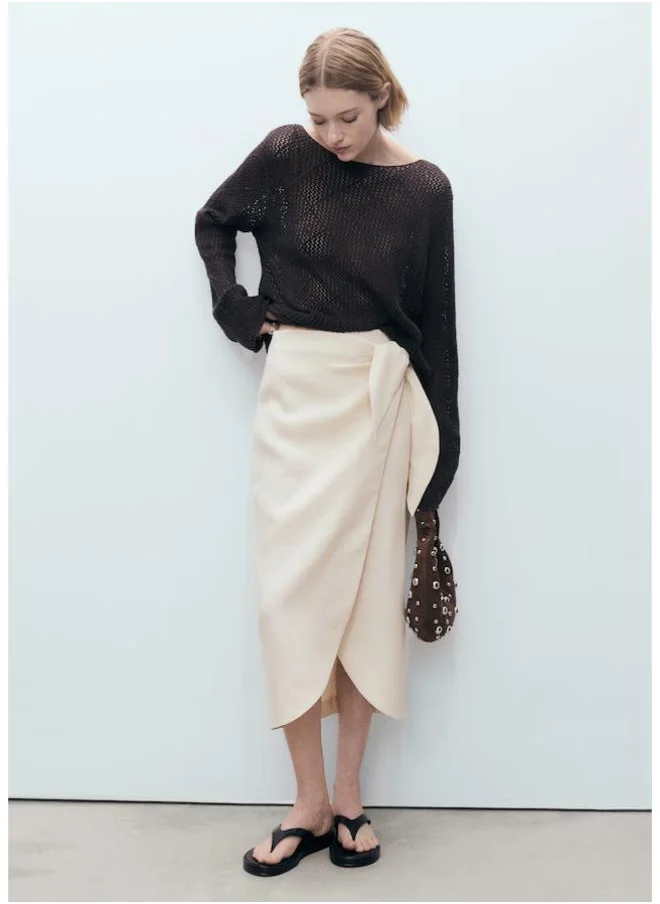 MANGO Linen Sarong Skirt