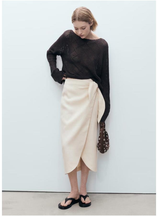 MANGO Linen Sarong Skirt  - Image 5