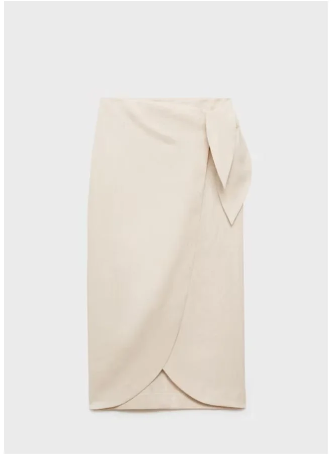 MANGO Linen Sarong Skirt
