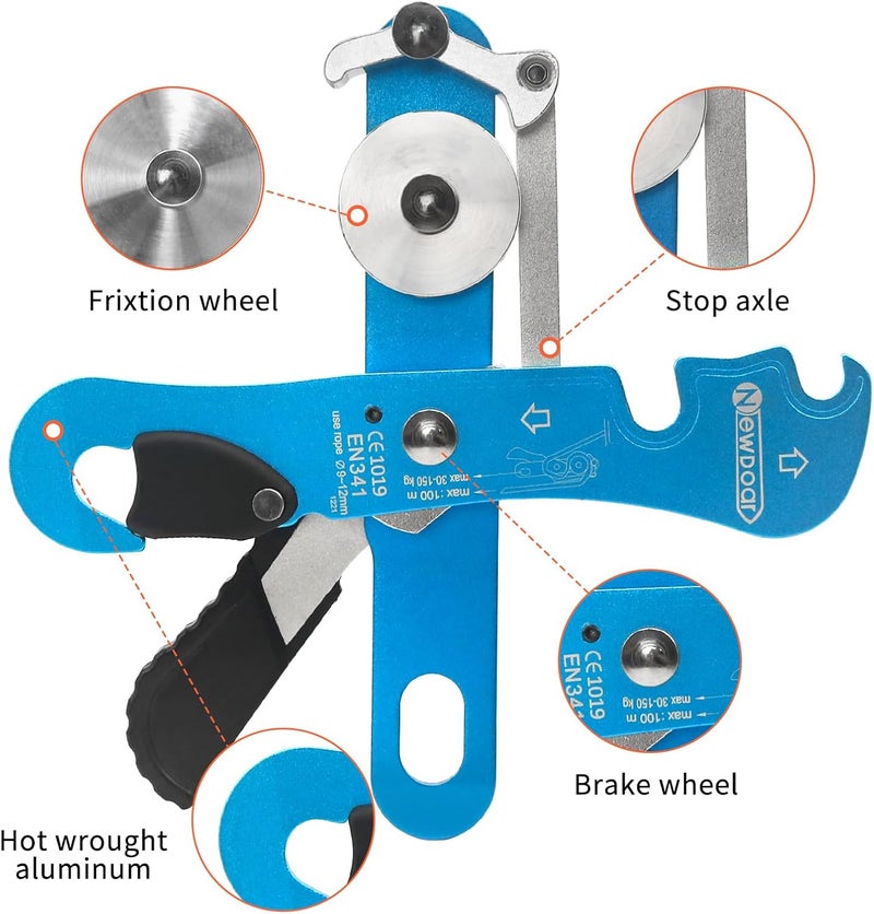 Newdoar Climbing Stop Descender Rappelling Belay for Ropes 10-12mm The Novices for Rescue & Arborist CE Certification - Image 3