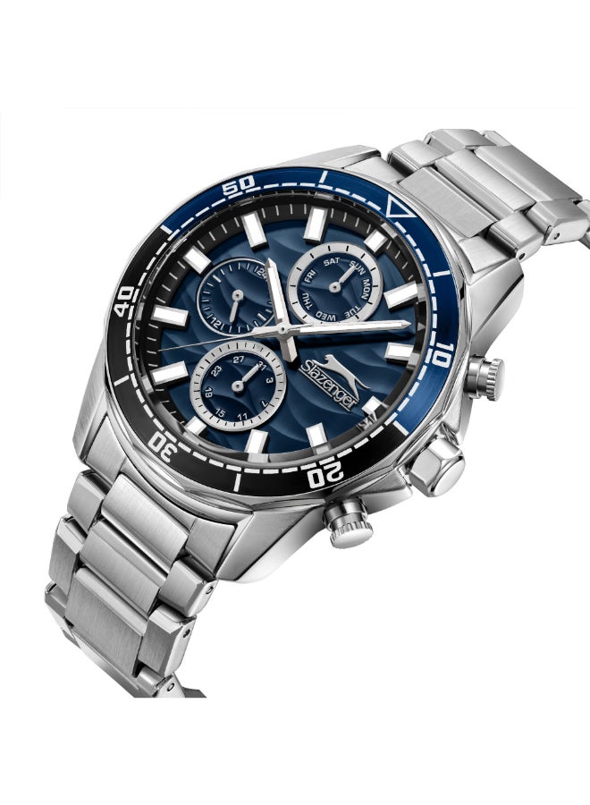 سلازنجر ساعة رجالية متعددة الوظائف بسوار معدني فضي - Image 2