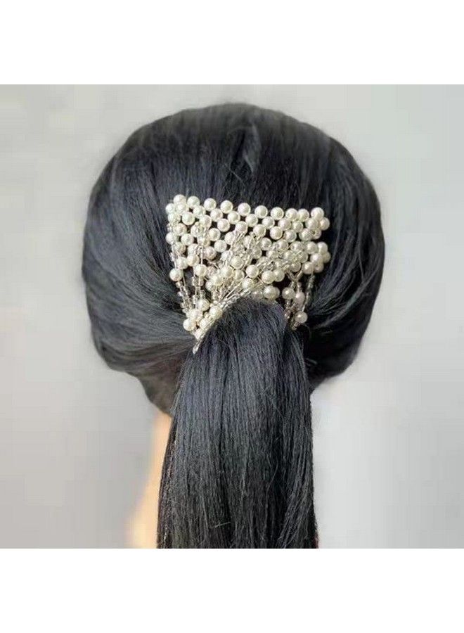 Lovef 3 Pcs Fashion Exquisite Beaded Easy Stretchable Combs Flower Pearl Double Hair Combs Magic Crystal Double Clips Insert Combs For Lady Women Girls - Image 5