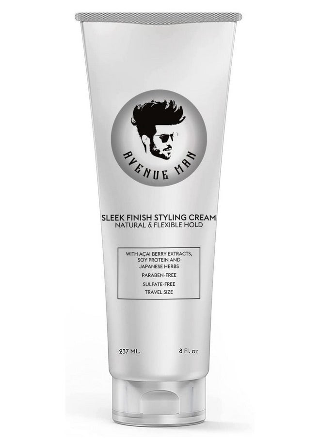 Avenue Man - Sleek Finish Styling Cream - Natural & Firm Hold Hair Products With Herbal Extracts For Slick Back Hair Styles - Paraben Free & Sulfate Free - Image 1