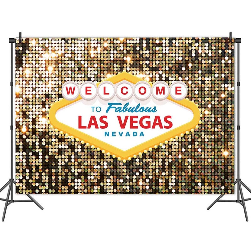 Fanghui Welcome to Las Vegas Photo Background Fabulous Casino Poker Movie Themed Photography Backdrops 5x3ft Vintage Costume Dress-up Birthday Prom Ceremony Baby Shower Banner Supplies Props Vinyl - Image 2