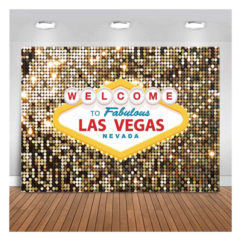 Fanghui Welcome to Las Vegas Photo Background Fabulous Casino Poker Movie Themed Photography Backdrops 5x3ft Vintage Costume Dress-up Birthday Prom Ceremony Baby Shower Banner Supplies Props Vinyl - Image 3