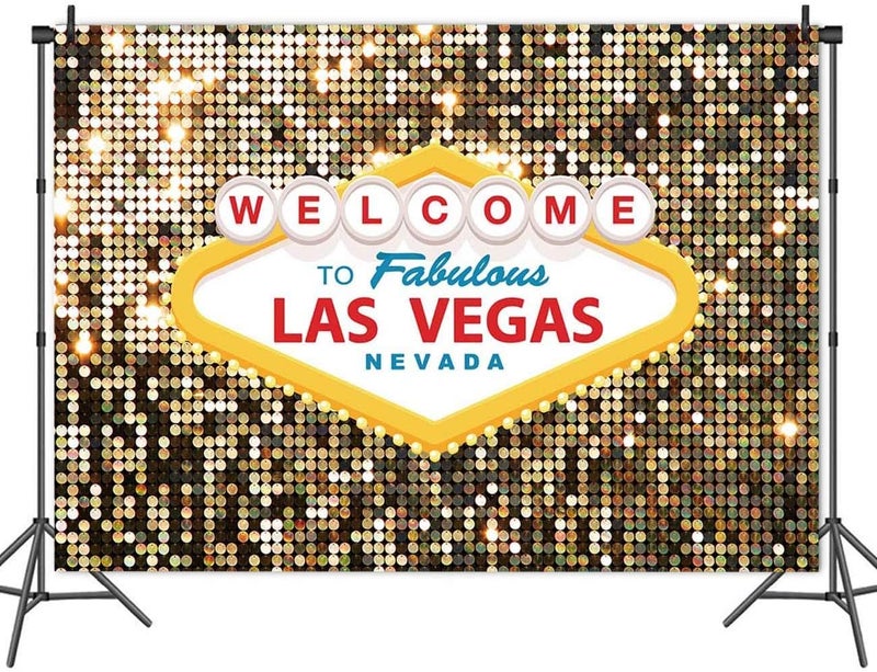 Fanghui Welcome to Las Vegas Photo Background Fabulous Casino Poker Movie Themed Photography Backdrops 5x3ft Vintage Costume Dress-up Birthday Prom Ceremony Baby Shower Banner Supplies Props Vinyl - Image 4