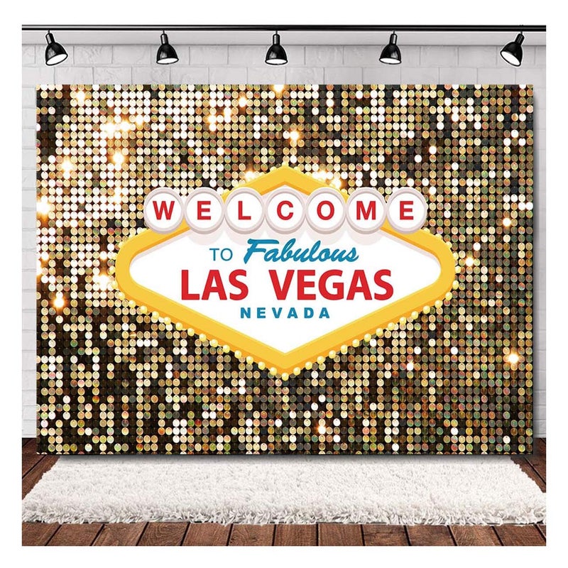 Fanghui Welcome to Las Vegas Photo Background Fabulous Casino Poker Movie Themed Photography Backdrops 5x3ft Vintage Costume Dress-up Birthday Prom Ceremony Baby Shower Banner Supplies Props Vinyl - Image 5