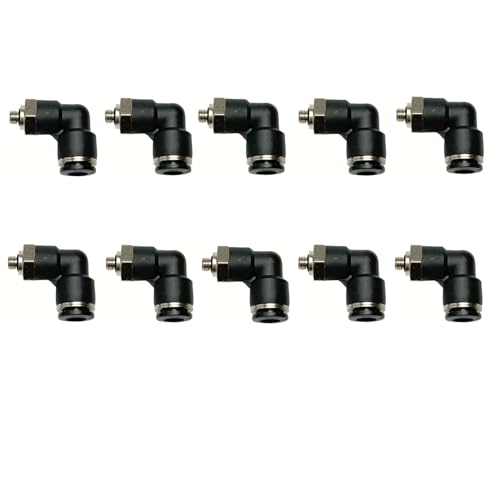 VETLEY Pneumatic Elbow Push to Connect Fitting 6MM Tube OD x M5 Thread90 Degree Elbow Pneumatic Tube Connector PL6M5Pack of 10 - Image 1