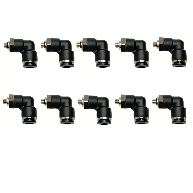 VETLEY Pneumatic Elbow Push to Connect Fitting 6MM Tube OD x M5 Thread90 Degree Elbow Pneumatic Tube Connector PL6M5Pack of 10 - Image 2