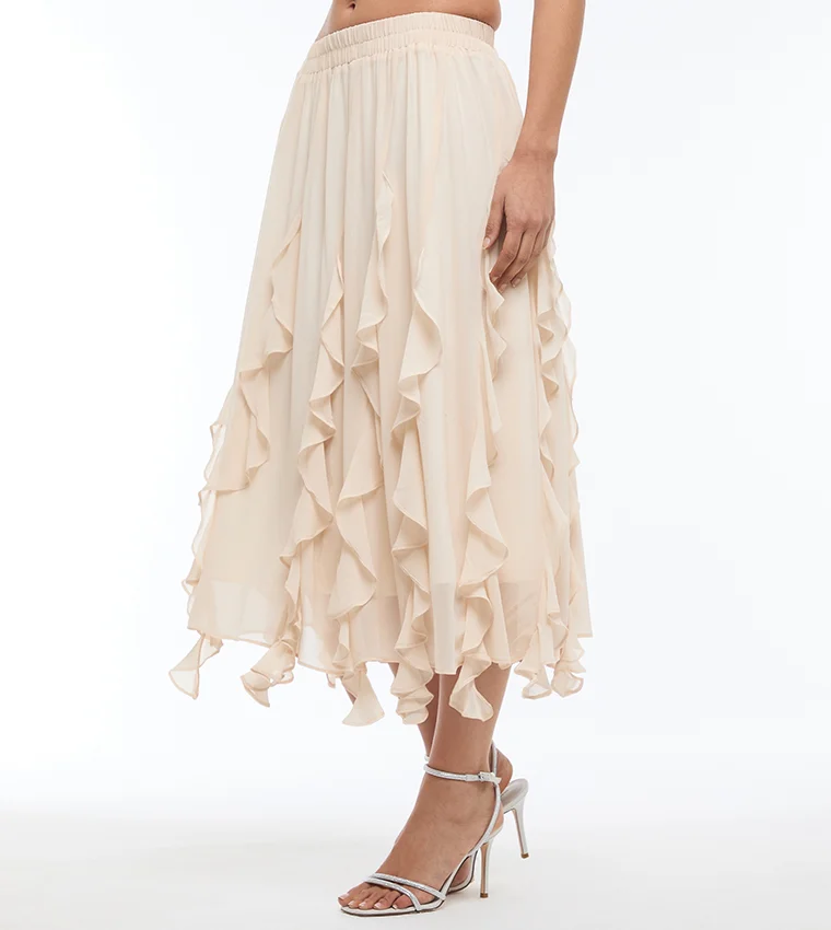 بي سي بي جي BCBG RUFFLED MIDI SKIRT
