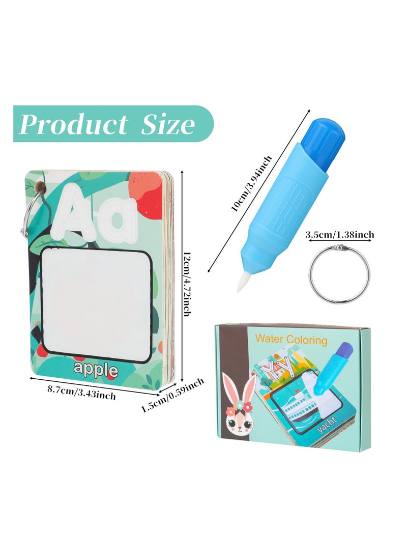 SYOSI Water Coloring Books Alphabet Water Coloring Cards, Reusable Aqua Painting Flash Cards, Drawing 26 Letters ABC Words, Educational Learning Toy Gift, Improving Imagination, Color Perception  - Image 2