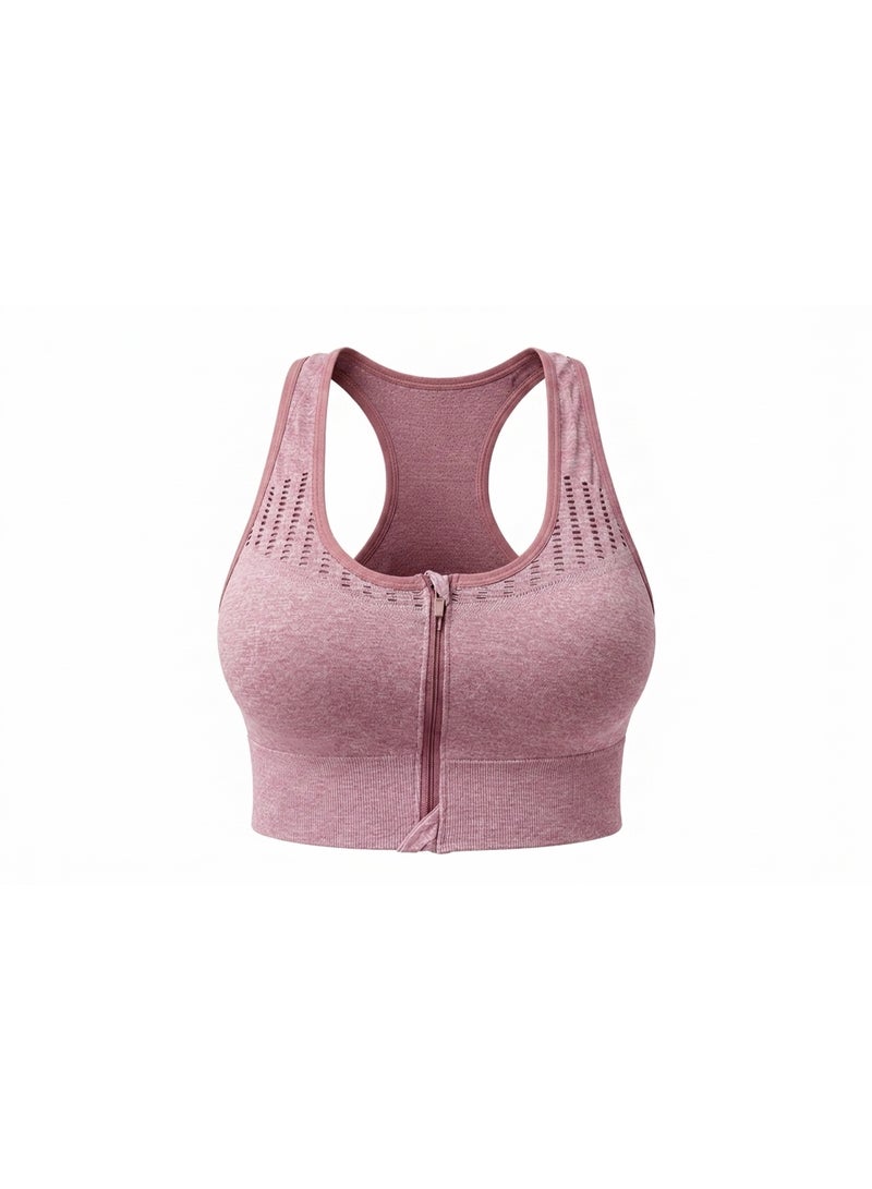 Women Seamless Sports Bra – Front Zip High Support Push Up Workout Bra, Shockproof Sculpting Fit, Breathable Stretch Gym Activewear, Racerback Premium Design - Image 2