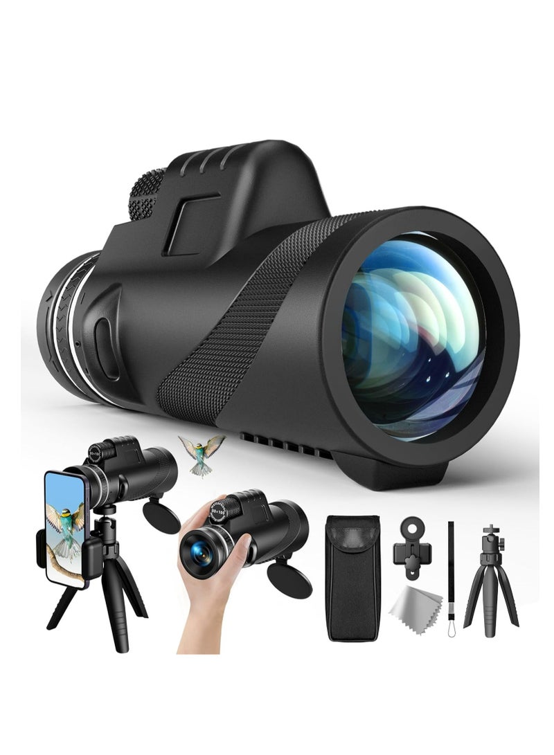 Generic 80x100 HD Monocular Telescope, Monoculars for Adults High Powered with Smartphone Adapter & Tripod, Portable Monocular for Hunting Hiking Star Bird Watching  - Image 1