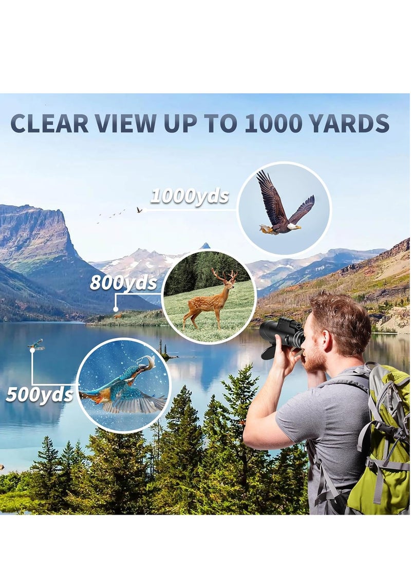 Generic 80x100 HD Monocular Telescope, Monoculars for Adults High Powered with Smartphone Adapter & Tripod, Portable Monocular for Hunting Hiking Star Bird Watching  - Image 4