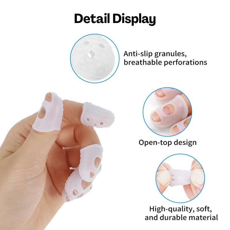 Flavizo 10 Pcs Silicone Guitar Finger Protector, Transparent Soft Flexible Picks Caps for Acoustic and Electric Bass Practice, Comfortable Fingertip Guards for Guitarists - Image 3