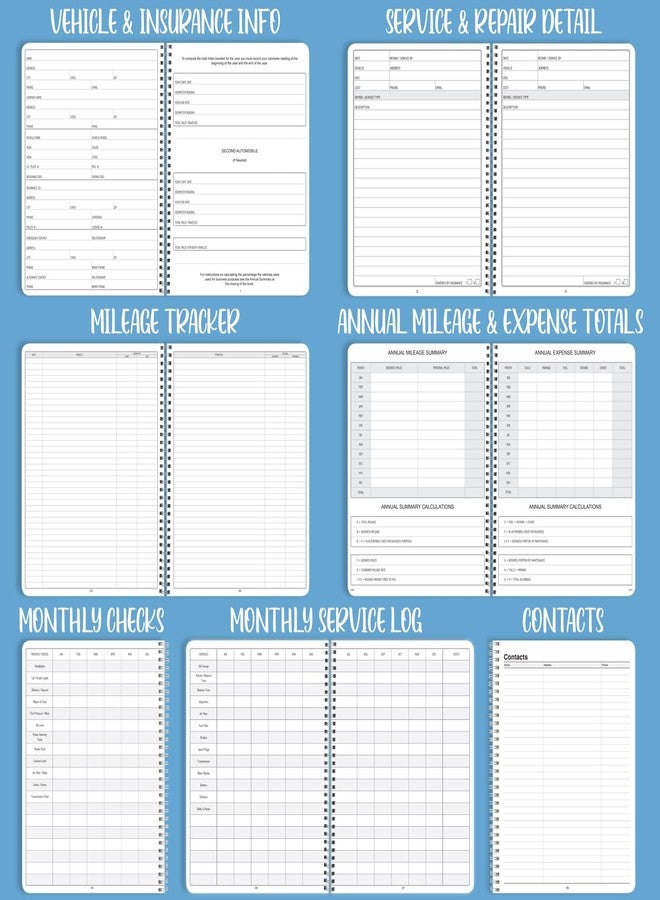 BookFactory Auto Maintenance and Vehicle Maintenance Log Book Car Maintenance & Expense Tracker Record Book Logbook - 8.5'' x 11'', 100 Pages, Wire-O (Made in USA) - Image 4