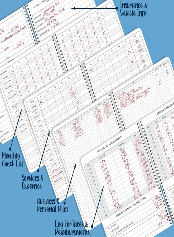 BookFactory Auto Maintenance and Vehicle Maintenance Log Book Car Maintenance & Expense Tracker Record Book Logbook - 8.5'' x 11'', 100 Pages, Wire-O (Made in USA) - Image 5