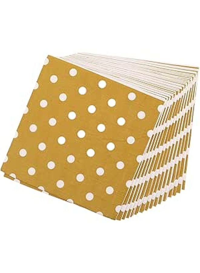 Gold Dot Disposable Paper Napkins 3 Ply 16 Pack for Wedding Birthday Party - Image 1