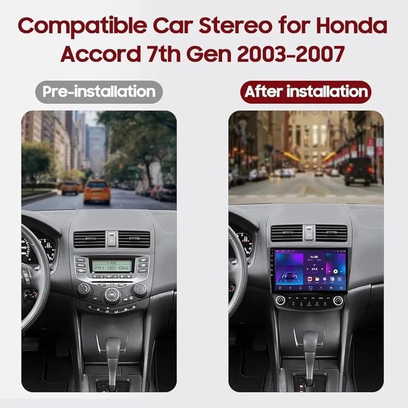 Vierex Honda Accord Car Stereo for Honda Accord 2003-2007 | Android Touch Screen | Wireless CarPlay & Android Auto | GPS Navigation | Bluetooth | WiFi | DSP | AHD Backup Camera Included | Fast Interface (4+32GB, 8-Core) - Image 2