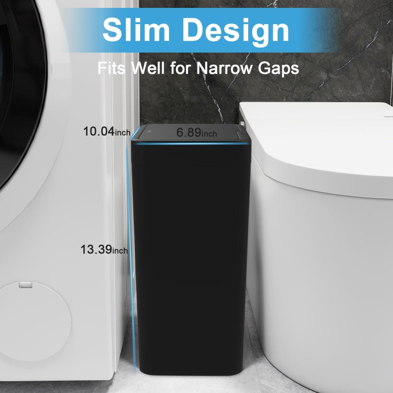 Naisu 2 Pack 4 Gal Bathroom Trash Can with Lid,Automatic Garbage Can with Touchless and Sealed Design,Slim Motion Sensor Waterproof Plastic Trash Bin Suitable for Bedrooms,Bathrooms,Kitchens,ï¼ˆBlackï¼‰ - Image 3