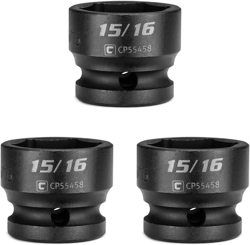 Capri Tools مفتاح تأثير قصير 15/16 بوصة، 1/2 بوصة، 6 نقاط، SAE (CP55458) (عبوة من 3) - Image 1